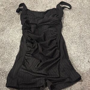 SHEIN Black One Piece Swimsuit with Ruched Design